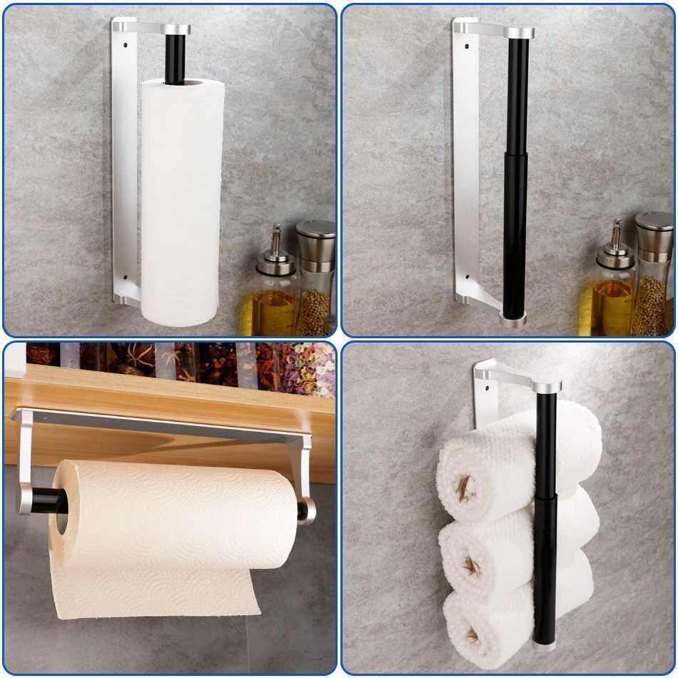 Supports de papier toilette support de papier toilette adhésif cuisine salle de bain aluminium matt or noir sliver wc serveur de serviette en papier rack de tissu étagère de tissu 240410