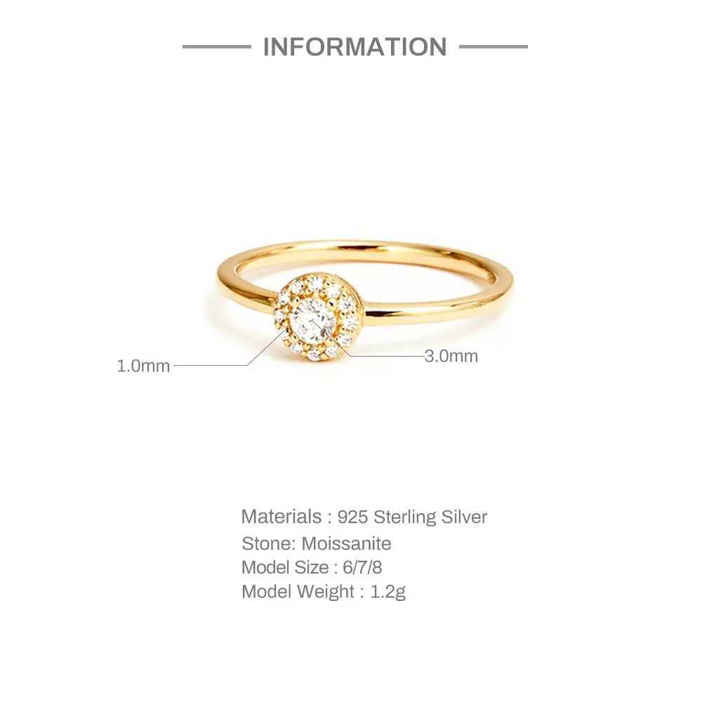Bandringe 925 Sterling Silver Mosonit Ring 0.1ct Shiny Diamond Verlobungsring verspricht Geschenk für Mädchen R Jewelry J240410