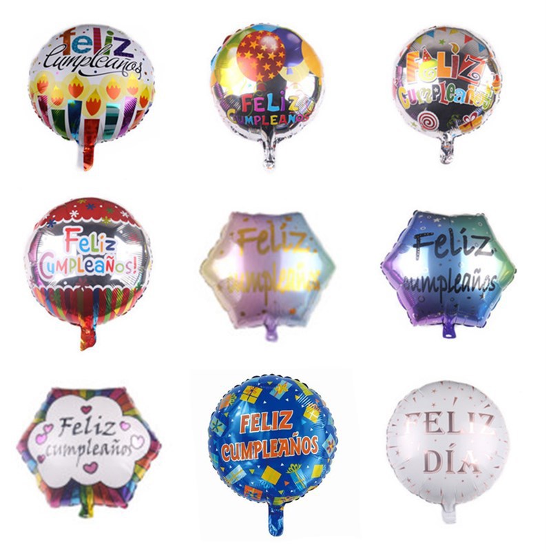 5 pezzi da 18 pollici rotondi in spagnolo palloncini in foglio di buon compleanno feliz cumpleanos elio globos baby shower decorazioni feste di compleanno