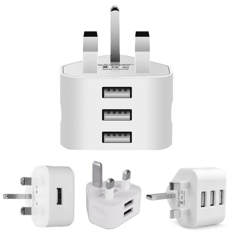 uk plug parede de 3 pinos CARREGADOR DO ADAPTOR DO PINCO com 1/2/3 Portas USB Travel Charging Mains Wall AC Multi Power Adapter Acessórios