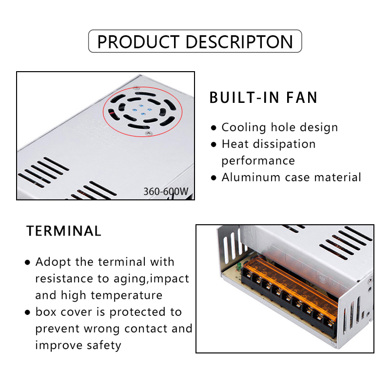 AC till DC 24V 400W 16.7A Växling av strömförsörjningskonverterare 110V 220V Inverter LED -strip belysning DIVARTREAPTER ADAPTER TRANSFORMER