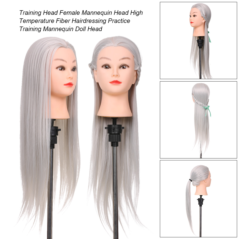 Training Head Female Mannequin Head High Temperature Fiber Hairdressing Practice Training Mannequin Head