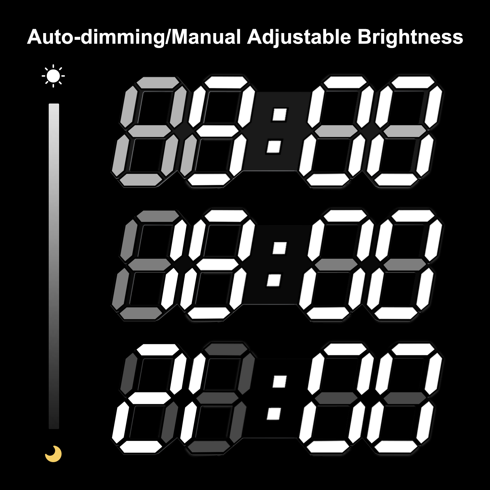 Deeyaple LED Wall Clock Watch Clock 3D LED Digital Modern Design Table Alarm Clock Nightlight Desktop Clock Living Room Bedroom