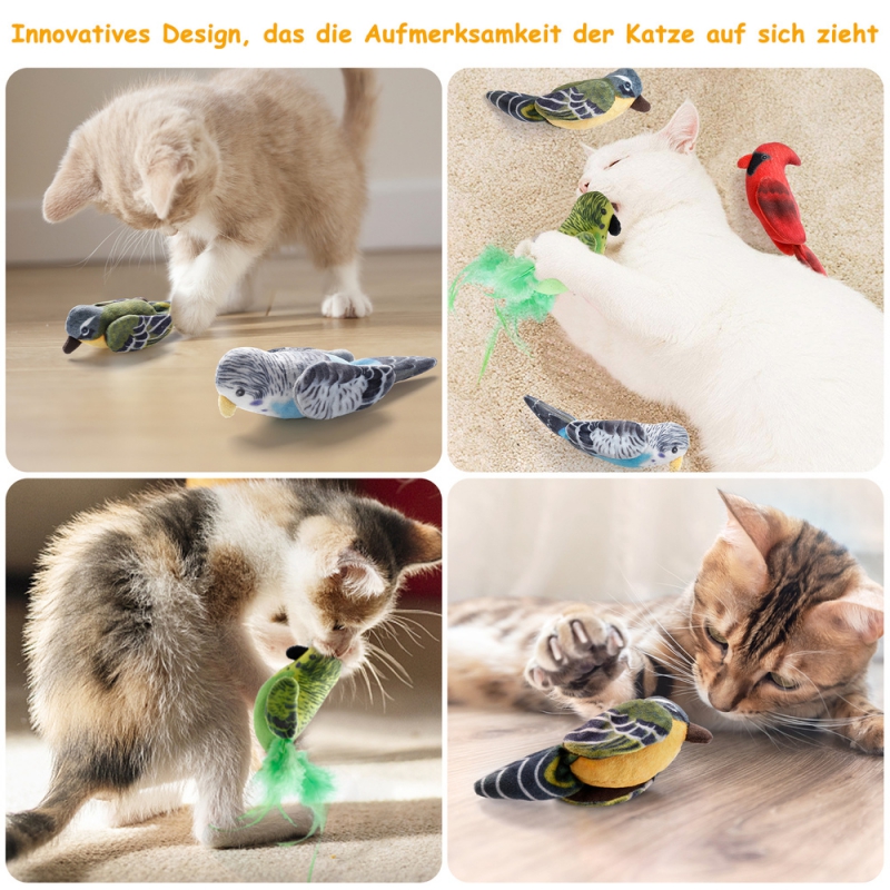 Kattungar Toy Pet Plush Toys Animal Shape Plush Doll Sound Bird Toys Bite Resistant For Cat Dog