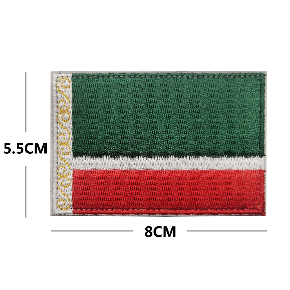 Chechnya Flag Flag Flag Hafted Patch Hook Pętla pełna haft odznaka