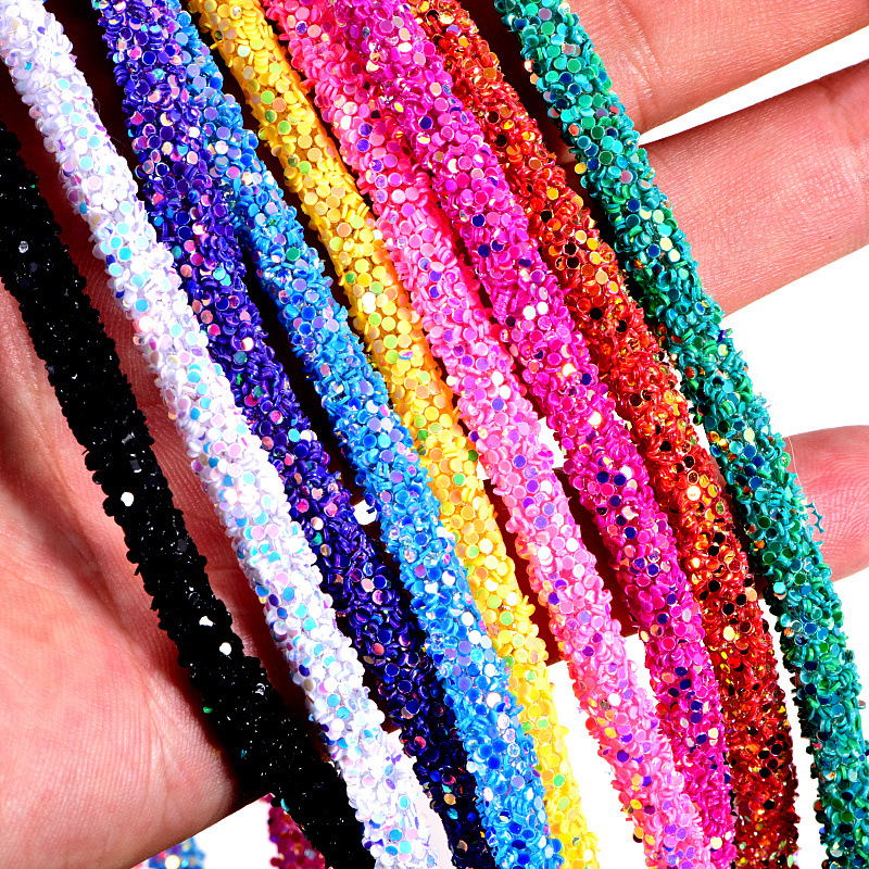 1yard 6 mm glitter pailletten strass zachte buis snoer touw touwtouw voor doe -het -zelf kledingschoenen hoed sieraden armband feestdecoratie