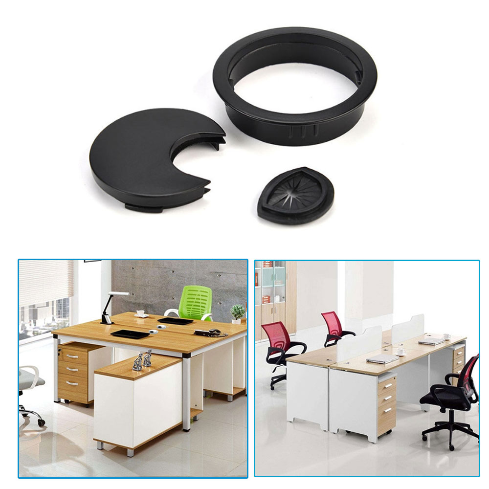 Zinklegering Round Table Wire Hole täcker Outlet Port Computer PC Desk Cable Grommet Line Holder 53mm Office Desk Accessories