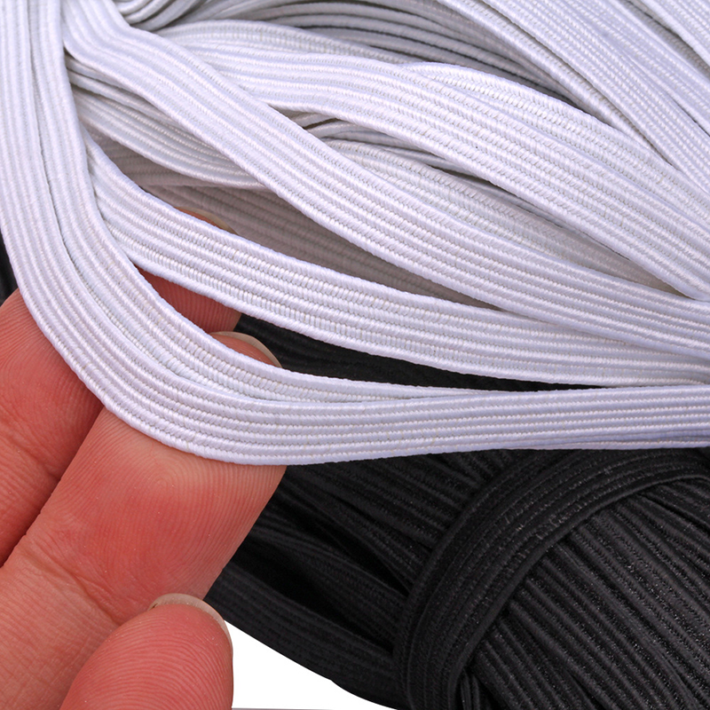 3/4/5/6/8/10mm platt stickat elastiskt band Vit svart polyester Syningsträcka elastiskt gummi DIY -plagg Masktillbehör