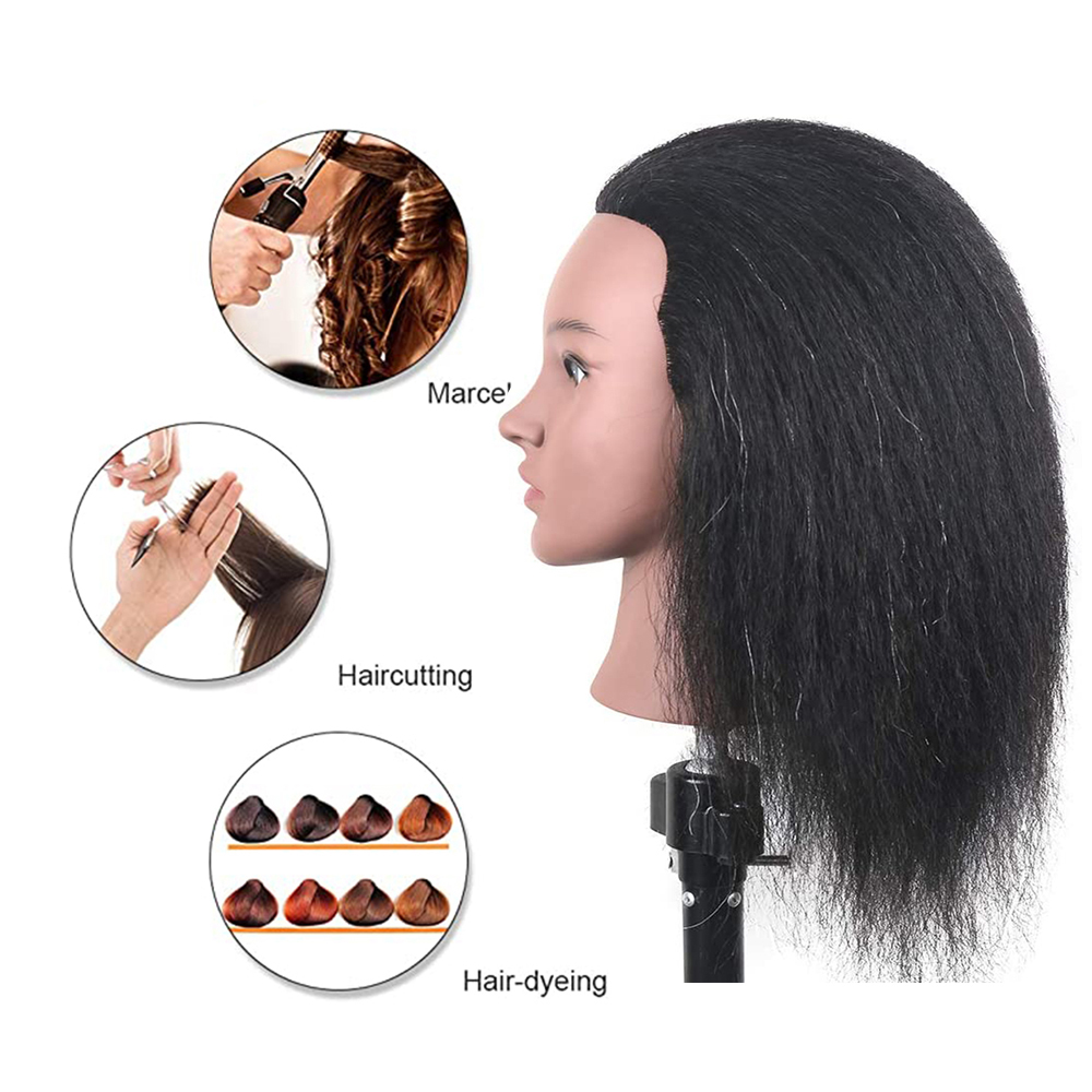 Afro Mannequin Head with Hair for Braiding Cornrow Practice Head 100% Hair Dolls Mannequin Training Mannequin Dummy Heads