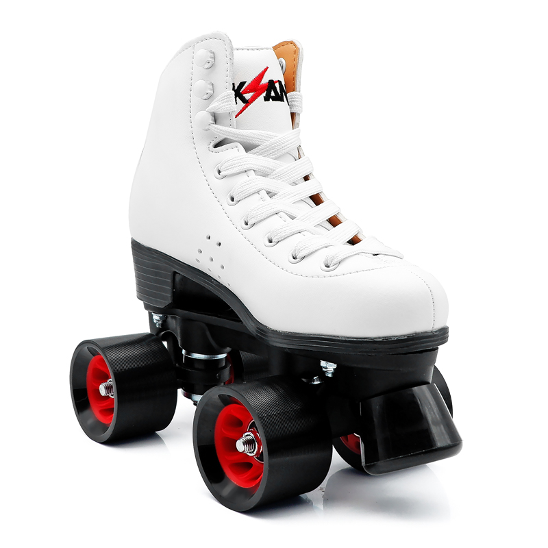 Schwarz weiß Rollschuhe professionelle Schuhe Doppelreihe Skating Pu Wad Cowhide Leder Skating Rollers Schuhe Patinen