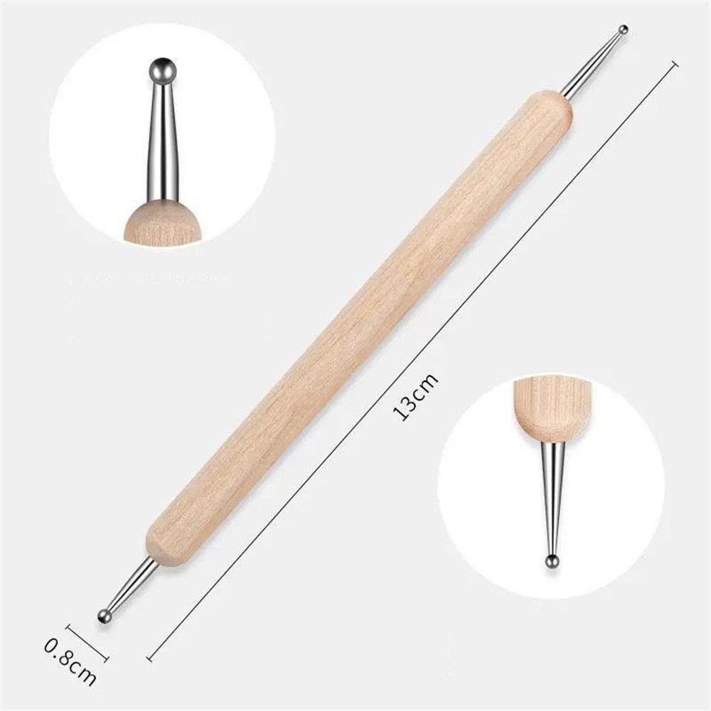 Holzgriff Nagelkunst Doting Stift Dual arrangieren Design Malerei Zeichnung Ziehzubehör Nägel Pinsel Maniküre Werkzeug