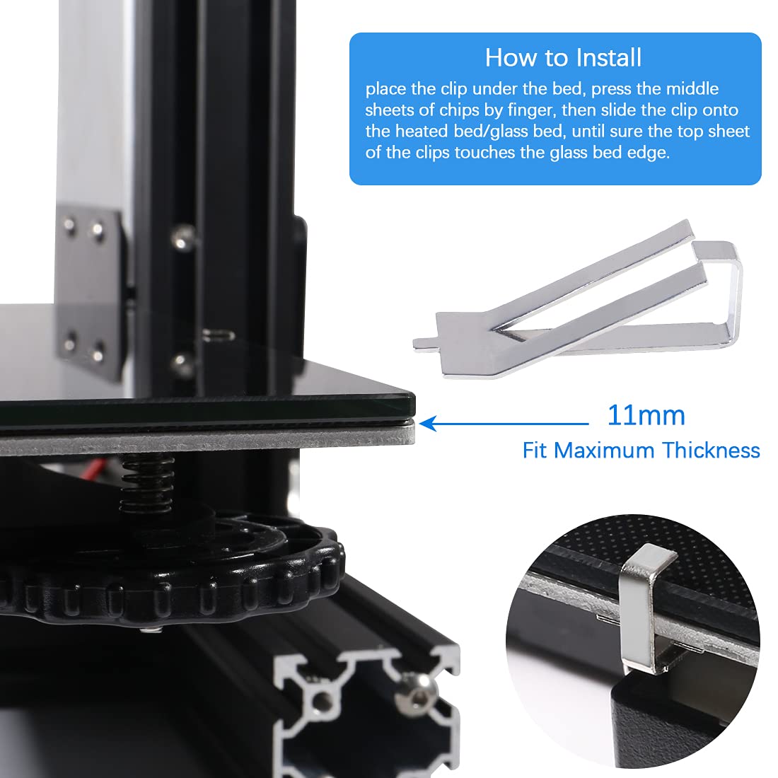 Ender 3 Pro erhitzte Bettglasfefe Federdrehungsklammern mit heißen Bettfedern für Ender 3 V2, CR-10S 3D-Druckerteile