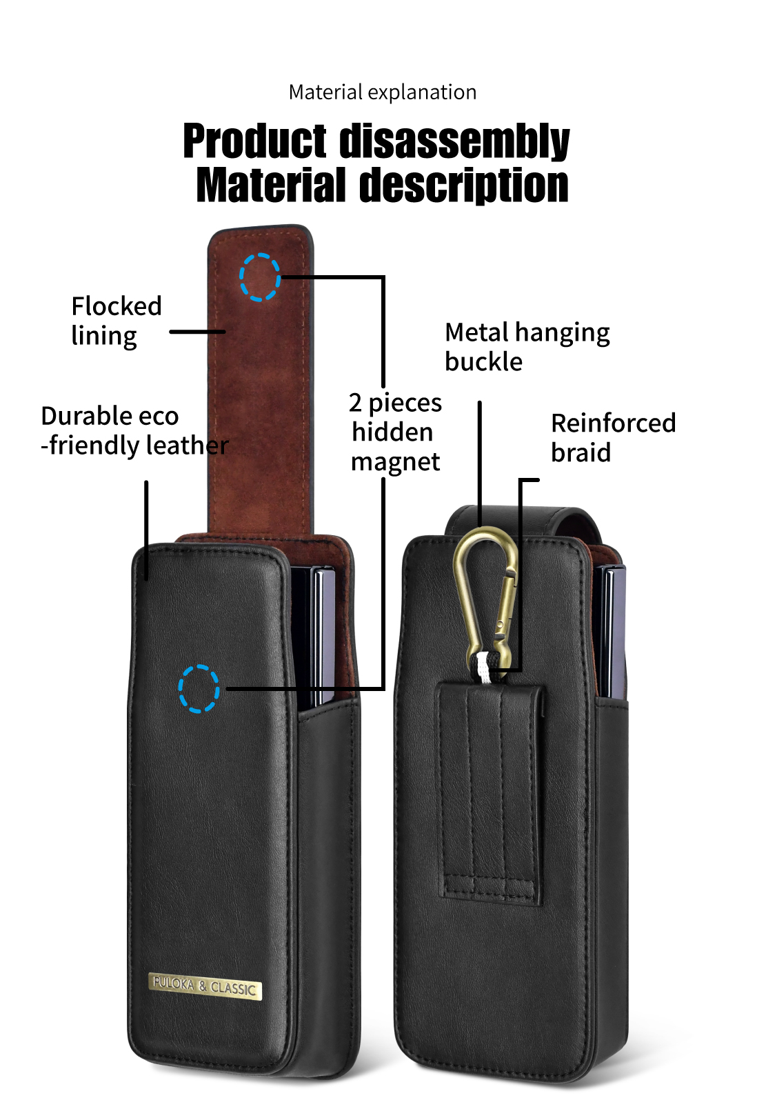 For Samsung Galaxy Z Fold 5/Fold 4/Fold 3/Fold 2 5G Pouch Belt Clip Holster Flip Case Z Fold 5 Waist Bag Leather Phone Bag Brand