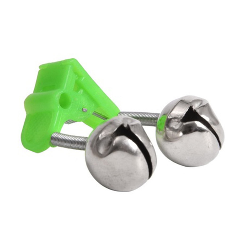 10stFishing Bite Alarms Fishing Rod Bell Rod Clamp Tip Clip Bells Ring Green Abs Fishing Accessory Outdoor Metal