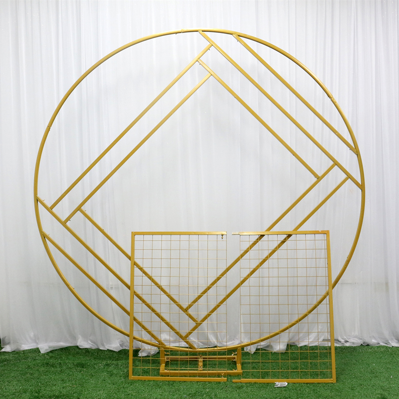 Wen-feiyu bruiloftsboog achtergrond, smeedijzer, creatieve ring, geometrisch frame, standscherm, podium achtergronddecoratie