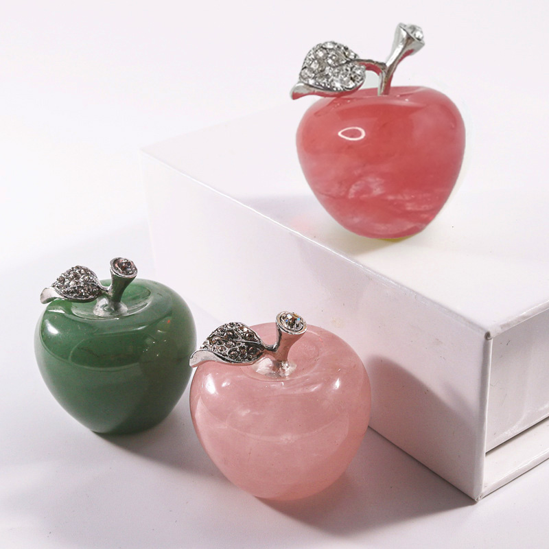 1 adet doğal kristal renkli kuvars taş opal elma ofis masaüstü süsleme ev dekor Diy Sevgililer Günü Noel hediyesi