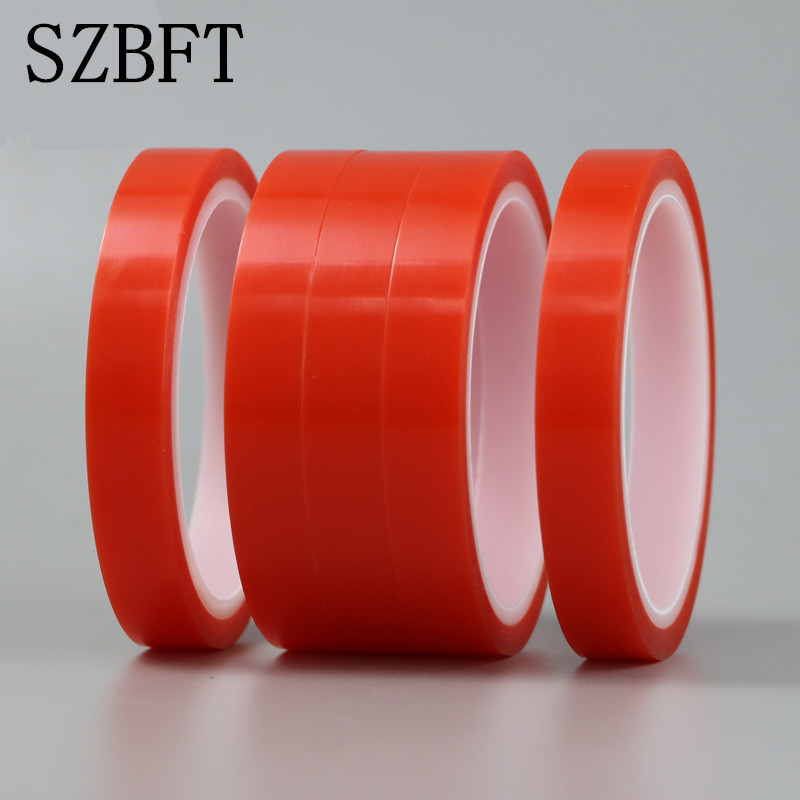 SZBFT 2Rolls 1mm ~ 5mm*5m starkt husdjurslim Röda film Clear Double Sided Tape Inget spår för telefon LCD -skärmfri frakt