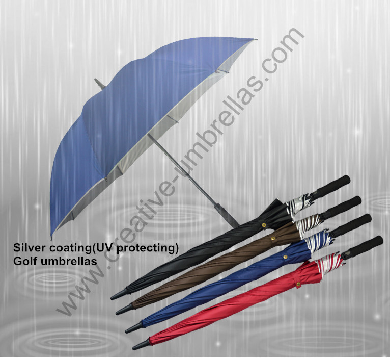 / Diamètre gratuit 120 cm Anti-Thunder anti-Rust Fibre de verre Blue Pongee Silver revêtement parapluie de golf