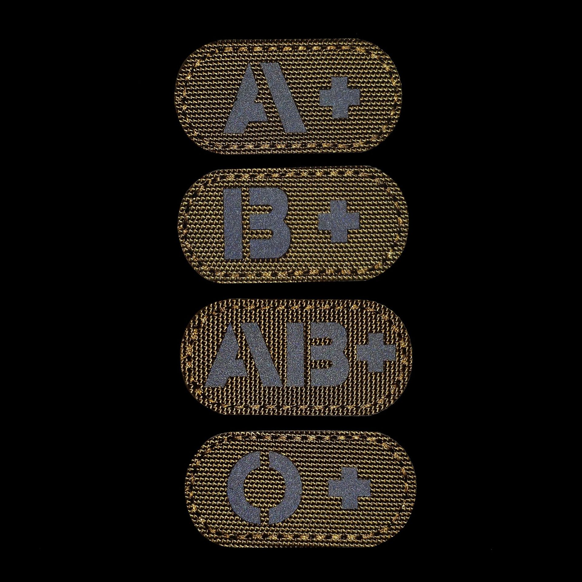 -Blutgruppe A+ B+ O+ AB+ POS Positiver IR -Patch für Rucksäcke Taktische Patches Reflektierender Abzeichenaufkleber mit Hakenschleife
