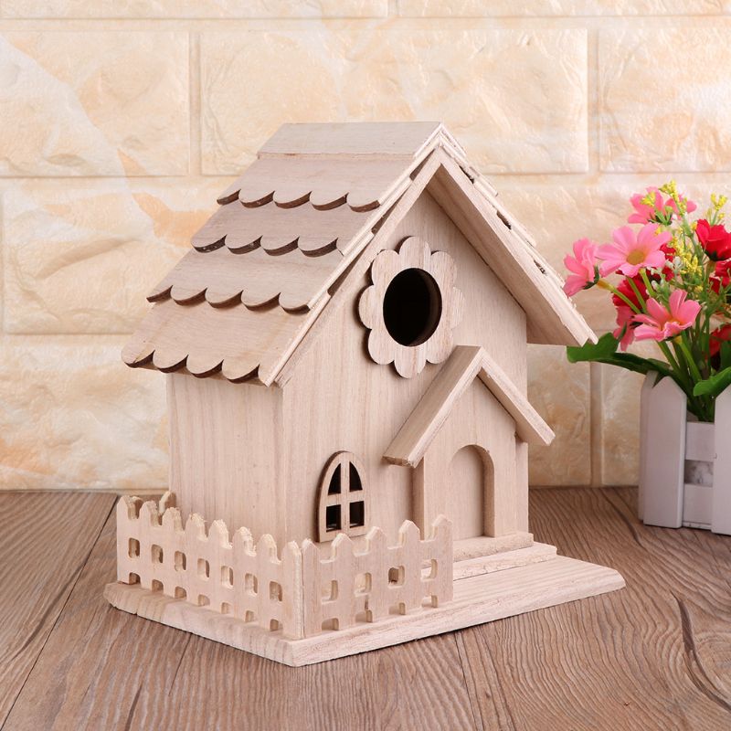 Creative Bird House Nest Wooden Breeding Cage Fence Box Nest Outdoor Garden Backyard Birds Parrot Cage Home Decoration