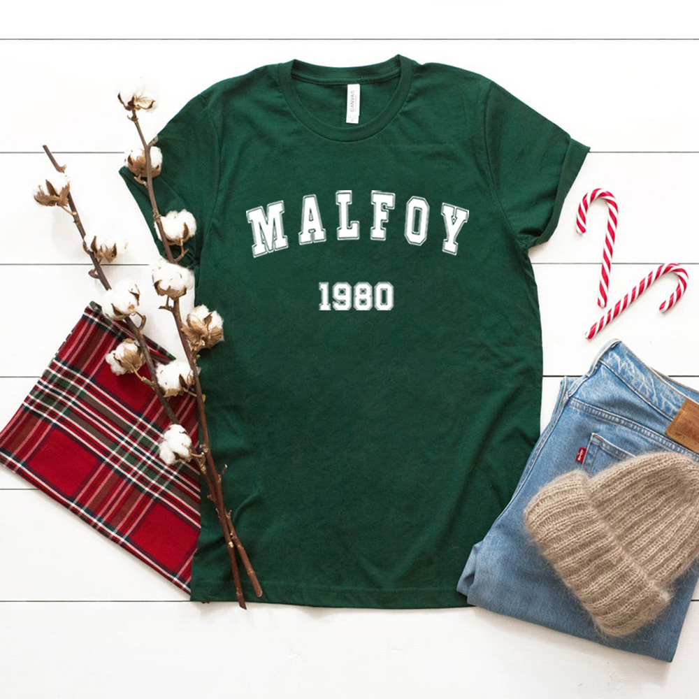 Malfoy1980 T-shirt Magic Movie Inspired Wizard World Shirt Vintage Magic Wizard School Tees Women Draco Malfoy koszulki