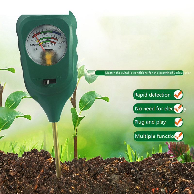 1 bit 3 i 1 jordens pH -mätare fuktmätare fuktdetektor med metallprobe -testinstrument för växter