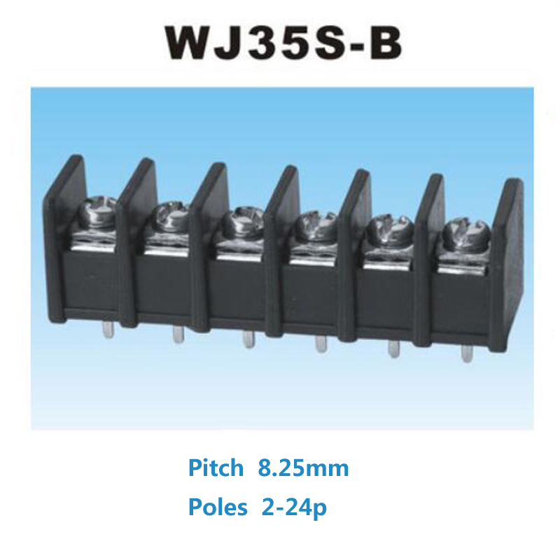 10-st Barrière PCB schroef Terminal Blok Hoogte 8,25 mm 35s-B Straight Pin 2/3P Morsettiera Draadkabelconnector Bornier 20A 14AWG