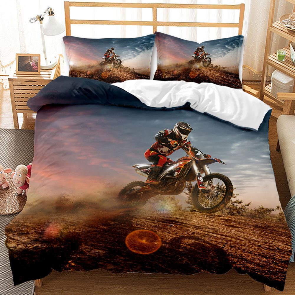 Set di biancheria da letto motociclistica 3D set di copripiumini Queen Size Set Extreme Sports Design bambini Copertina trapunta bambini