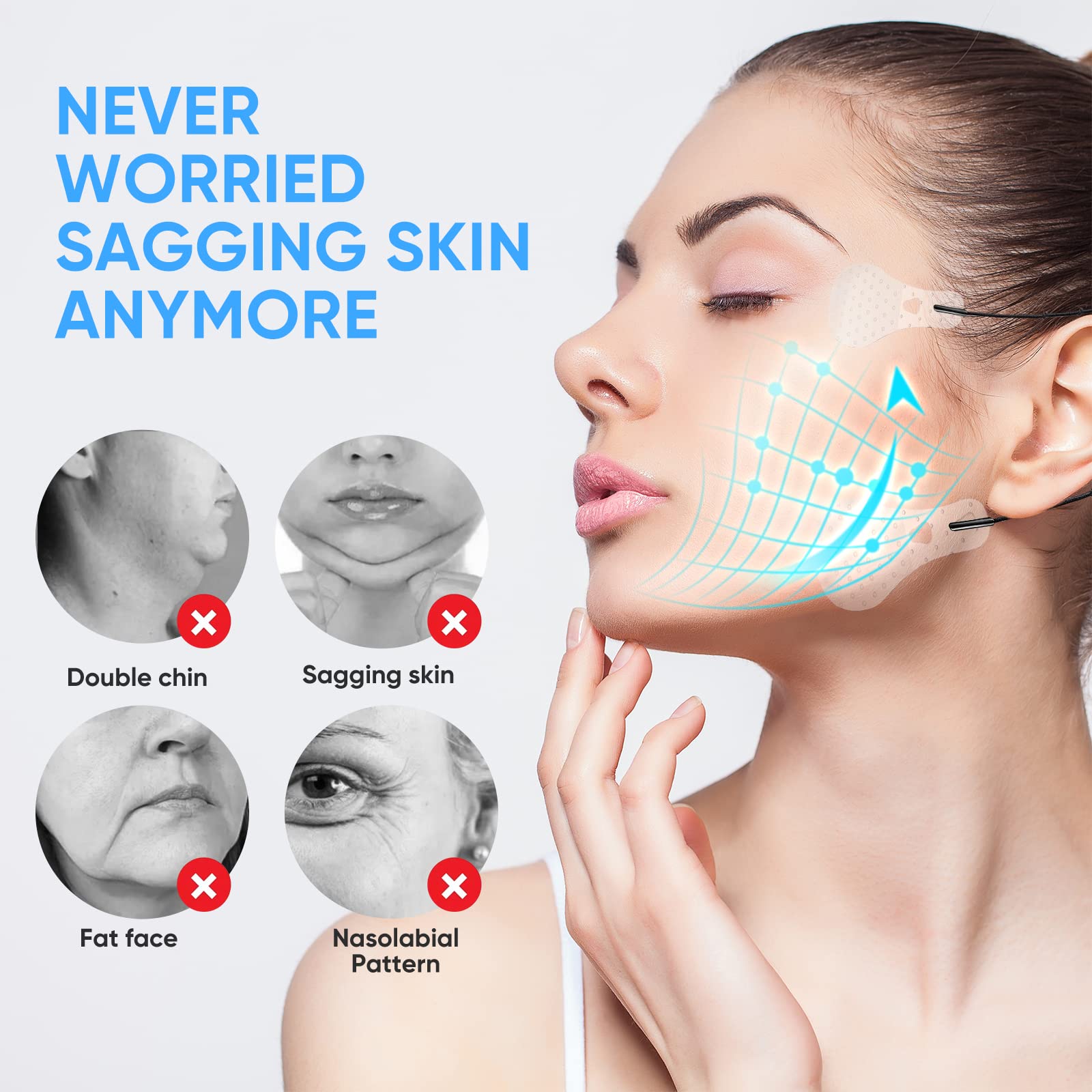 Face Lift Tape V-Shape Face Stickers with Invisible Strings Ultra Makeup Tool to Lift Saggy Skin Hide Wrinkles & Double Chin