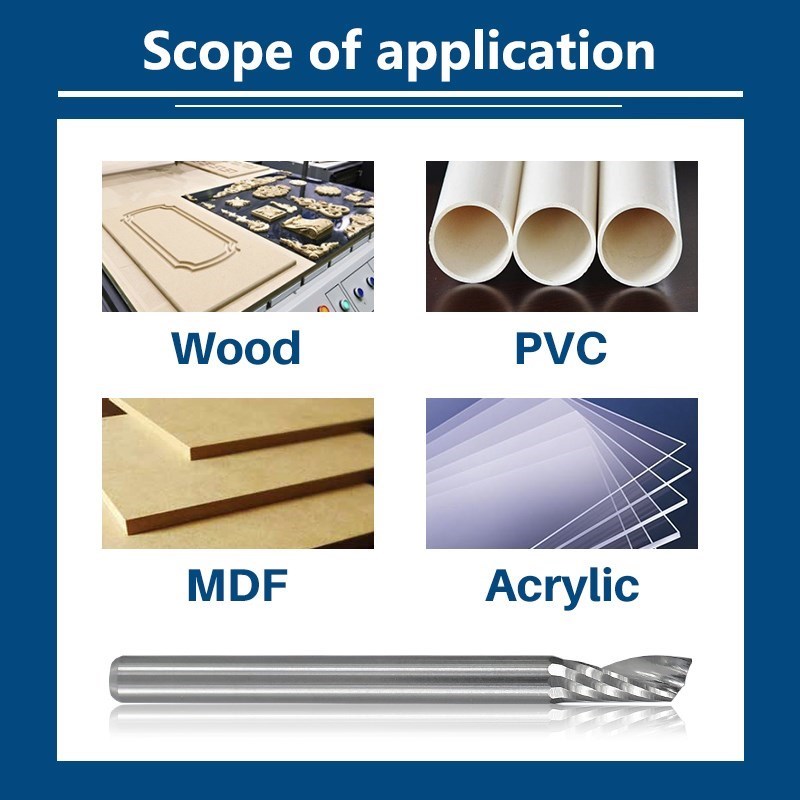 CMCP Karbür Freze Kesici 3.175 Shank Tek Flüt Spiral Yönlendirici Bitleri Ahşap/Plastik Kesme CNC Freze Kesici 