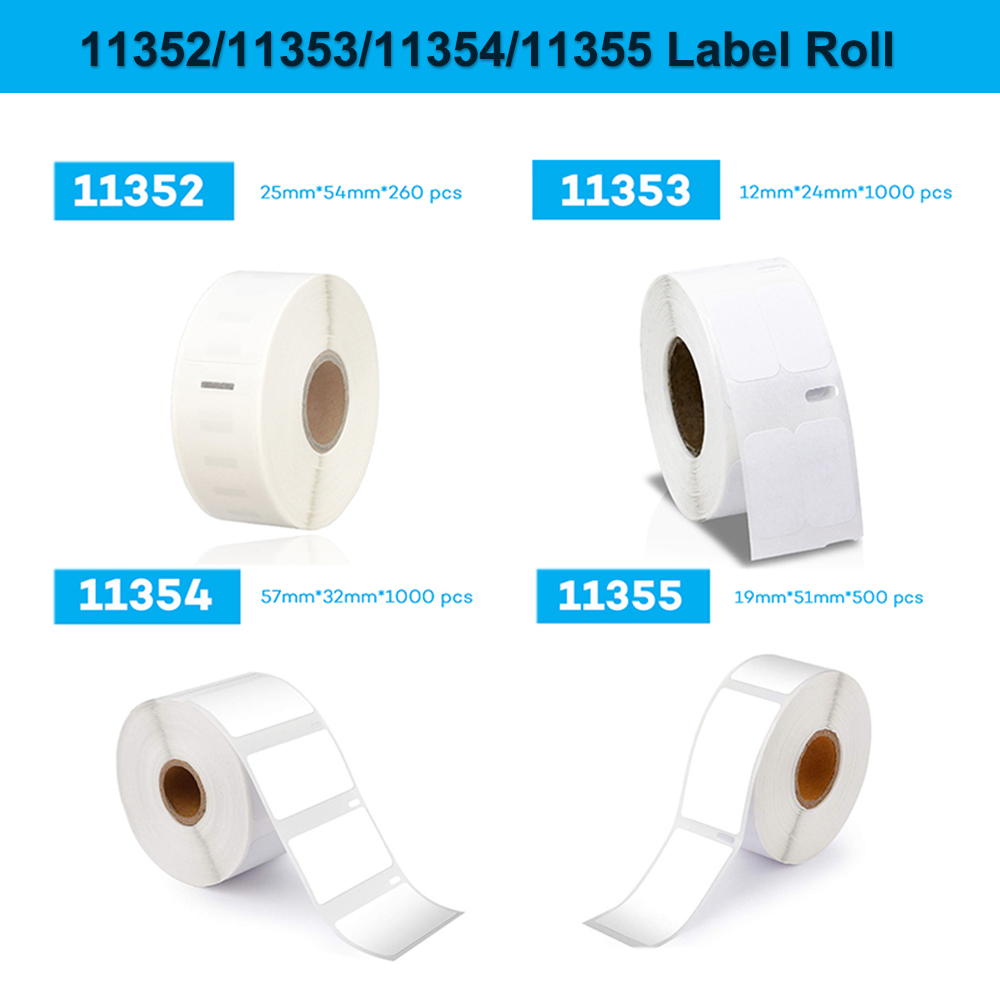 Flera storlekar Kompatibla DYMO -etikett 450 11352 11353 11354 11355 Etikett LW Thermal Paper Sticker för Dymo LabelWriter 450 Turbo