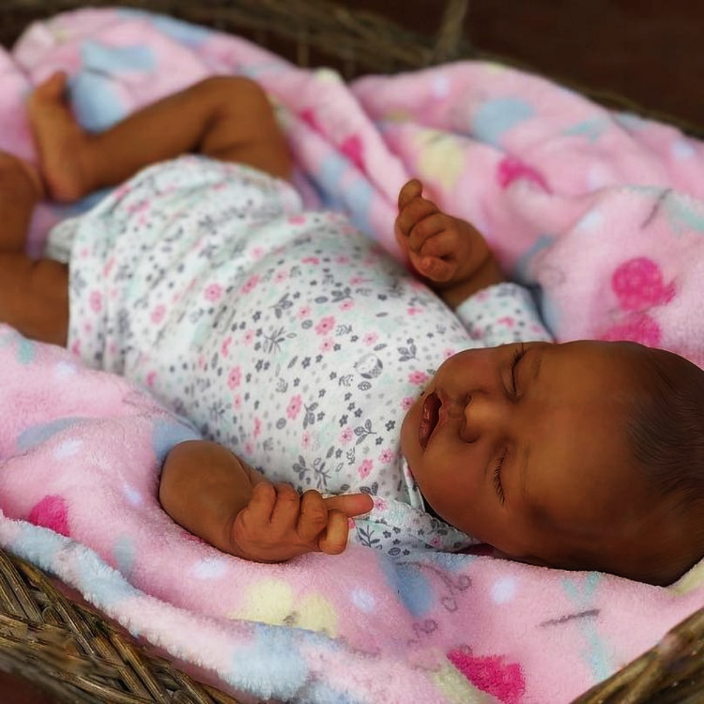 43cm African American Reborn Babypuppe Twin Ein fertiges neugeborenes schwarzes Mädchen vorzeitige Baby Sammler Kunstpuppe Bestes Geschenk für Kinder