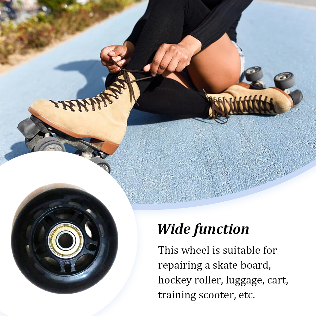 Inline Skating Shoe Wheel Shockproof Hockey Roller Portable PU Casters Replacing Parts Skateboard Accessory Black 70mm