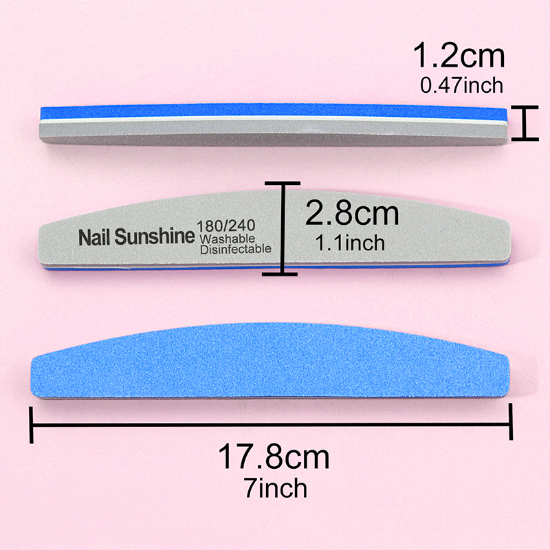 3st. Båtform Nagelfiler Pack 100 180 GRIT SLIDING Sandpapper Naglar Buffertfil för Manicure Bluegrey Washable Nail Care Tools