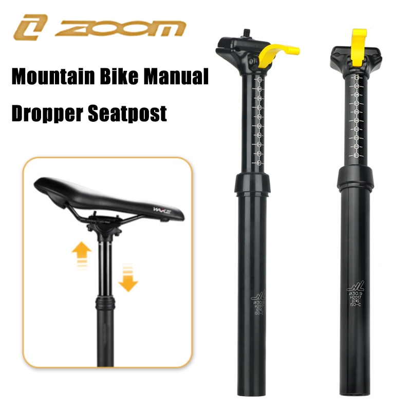 Zoom MTB Manual Dropper -Sitzpflegempfänger Aluminiumlegierung Sitzrohrstraßen Fahrrad Sitzplatz 30.9/31,6*375 mm Höhe einstellbar 100mm Reise