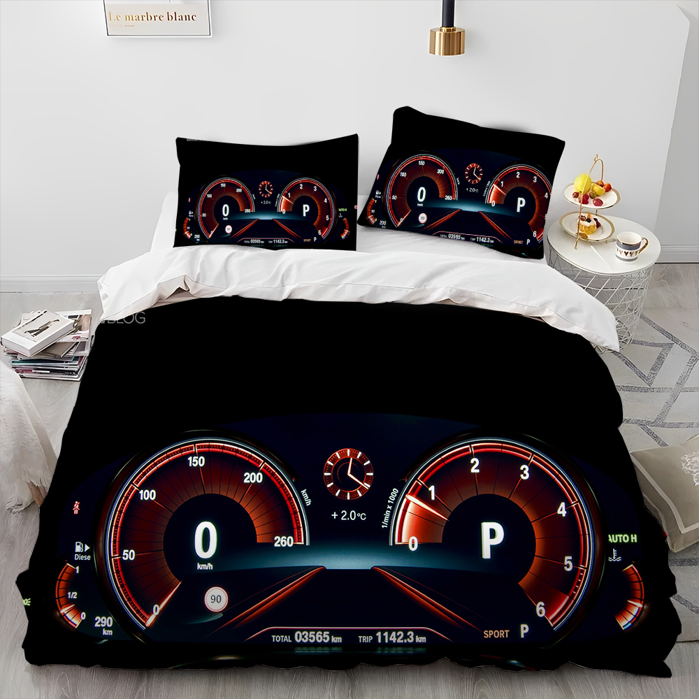 3D Raceauto Dashboard dekbed Beddengoed Set, Dekbedovertrek Bedset Dekbedovertrek Kussensloop, KingSize Queen Size Beddengoed Set Volwassen Kind