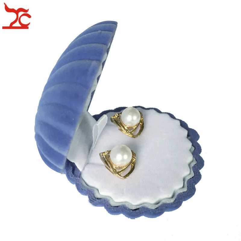 Jewelry Boxes Wholesale sales of 10 cute shell shaped velvet earrings engagement party necklaces pendants jewelry display storage wedding gift boxes