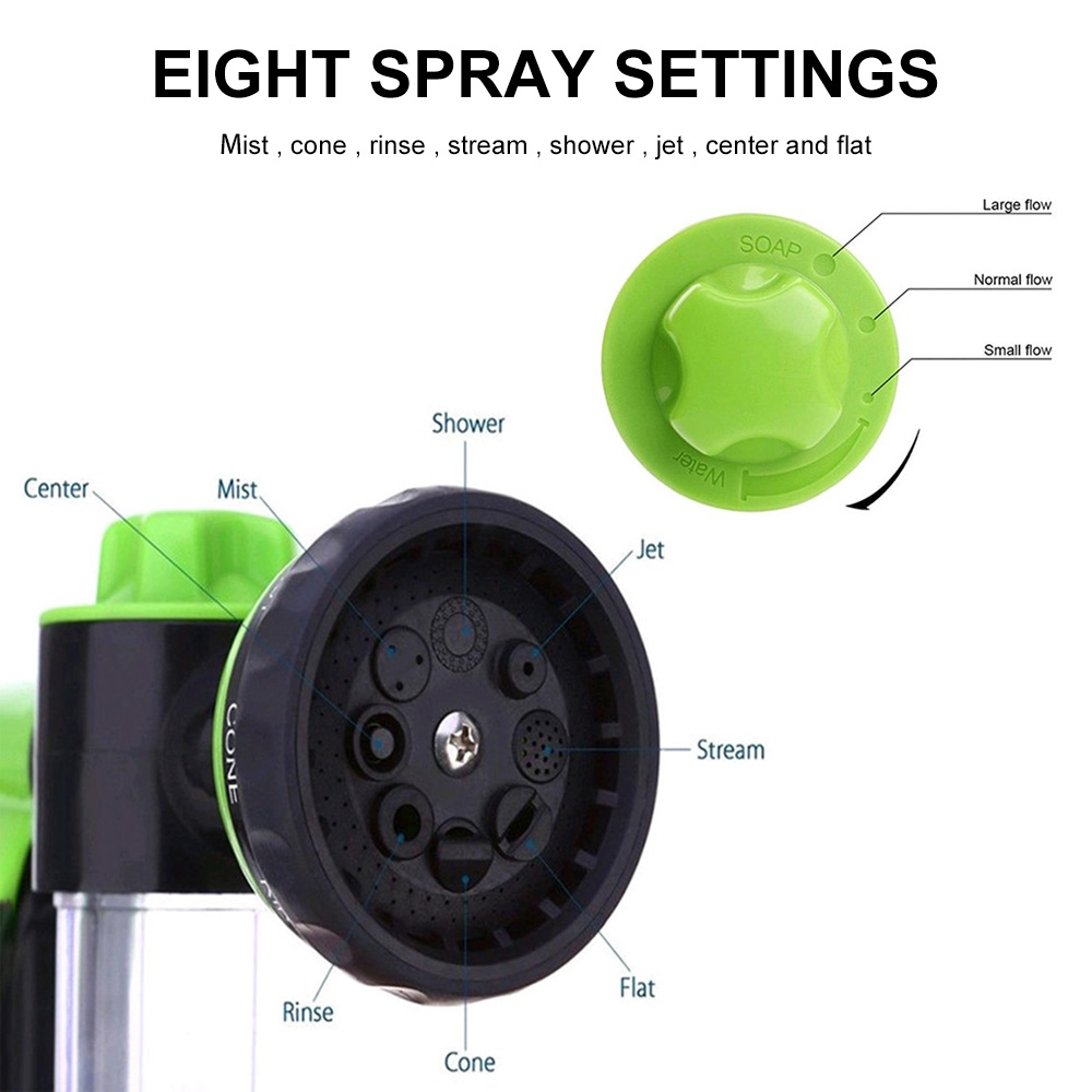 High Pressure Foam Water Gun 8 In 1 Garden Watering Hose Nozzle Sprinkler Soap Dispenser Pet Shower Spray Gun Car Wash Tool