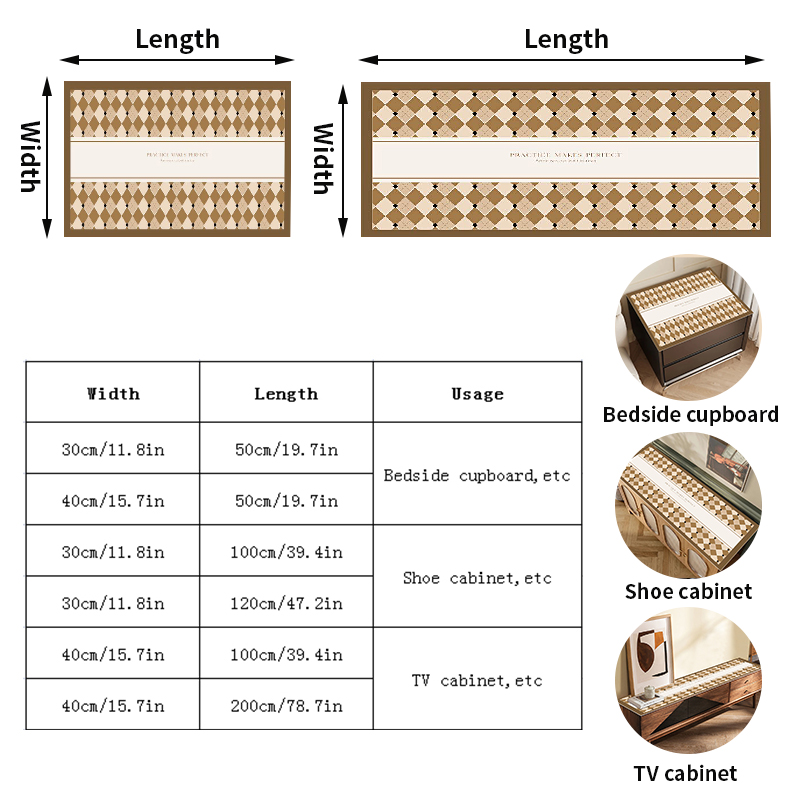 Mat d'armoire Vintage Checkerboard TV Cabinet Anti-slip Table Vague de table Mattes de décoration vintage Multificonction Couvre-couvertures polyvalentes