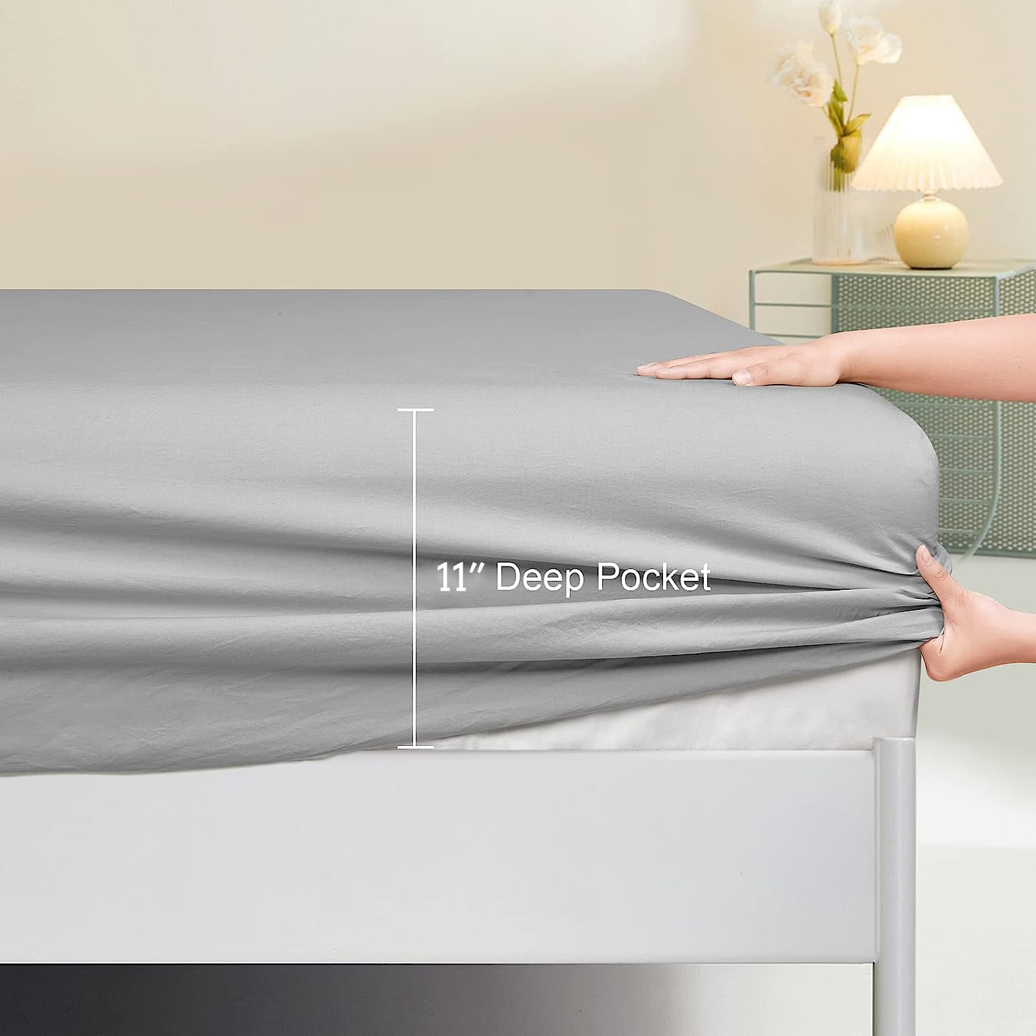 LZ Sheet Sheet Size - LINEN مثل أوراق أسفل ناعمة مريحة مع جيوب عميقة مرنة ، وسهلة التنفس الدافئة لا تتقلص