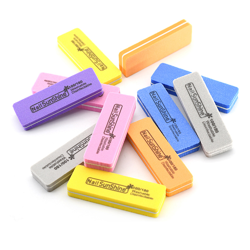 / Colorful Sponge Printing Nailsunshine Manucure Tool Fichier Grit 100/180 Files de ongles professionnels Bloc de polissage lavable