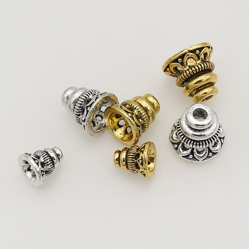 / Antique Silver / Gol Color Tower Shape Caad Caps Berce 8 mm 10 mm 12 mm Pilater de couverture Pilde