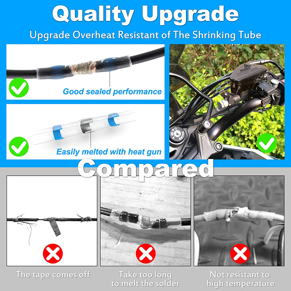 heat-shrinkable solder sealed wire butt terminal, waterproof insulated connector for automobile wire maintenance