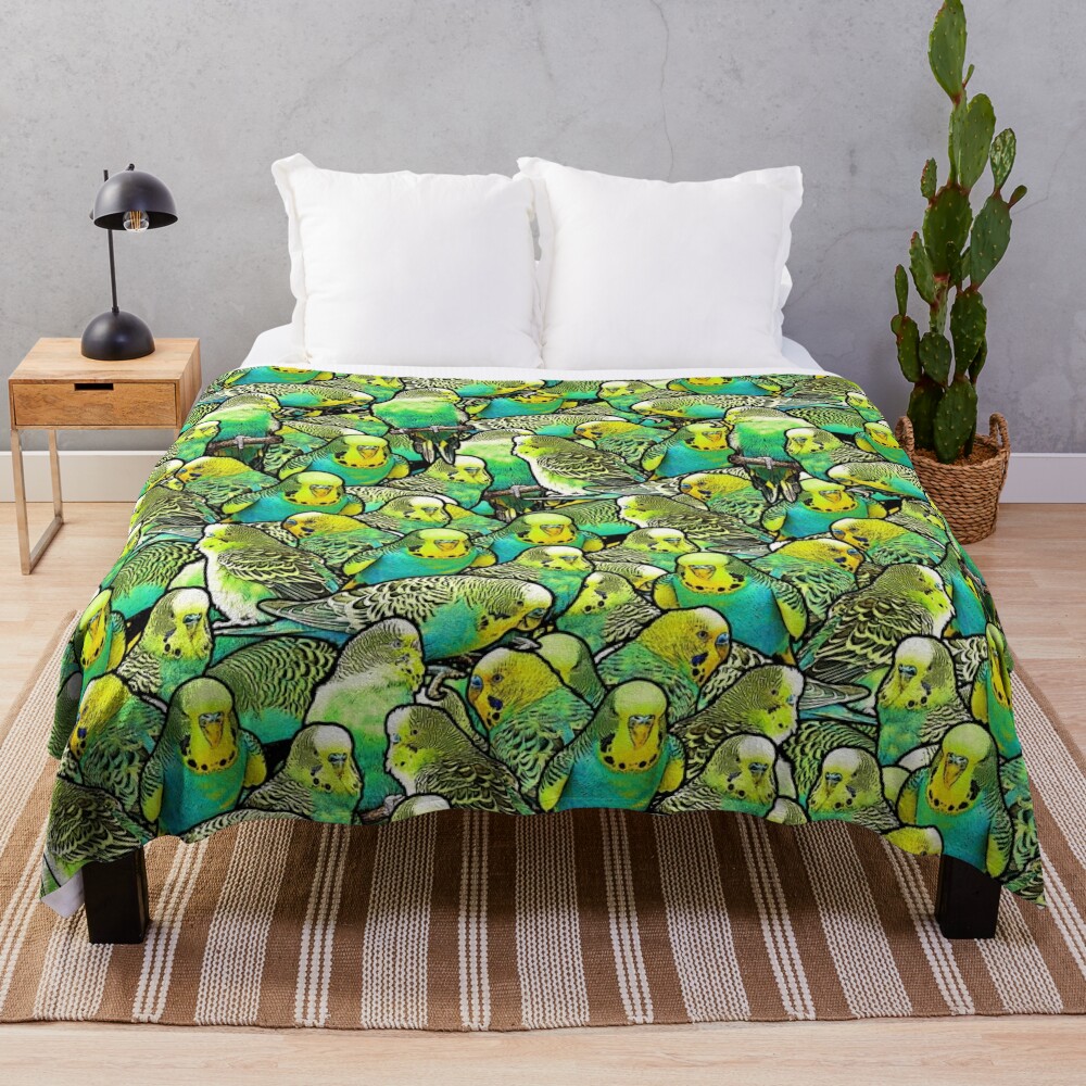 Budgie Pattern Throw Bvivet Designer Boptets Luxury St Blanket