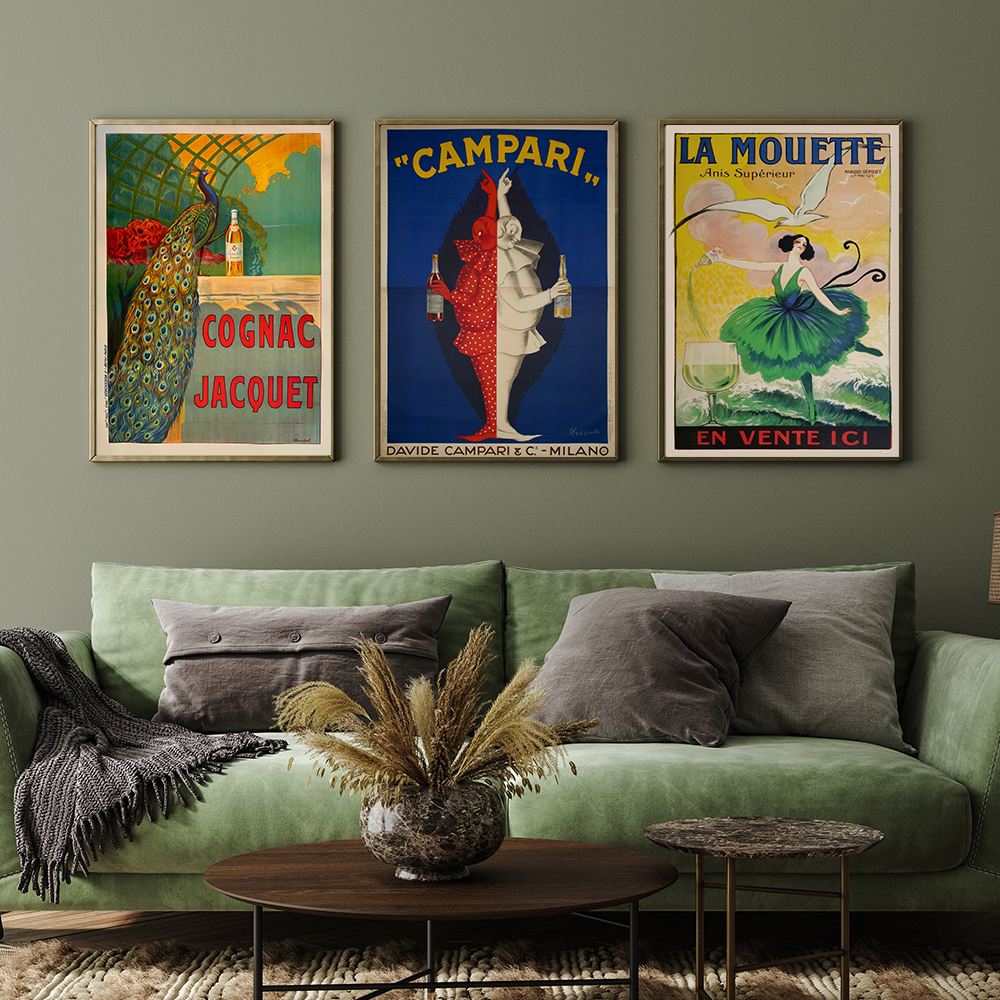 Poster pubblicitario di Food Drink Vintage Champagne Campari Art Wall Art dipinto Immagine di stampa alcolica decorazioni da bar soggiorno