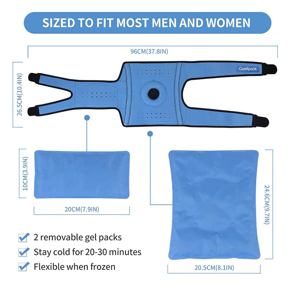 Souppe de genou réutilisable Enveloppe de glace pour les blessures sportives Pack de gel de genou de thérapie froide pour soulagement de la douleur, gonflement, chirurgie