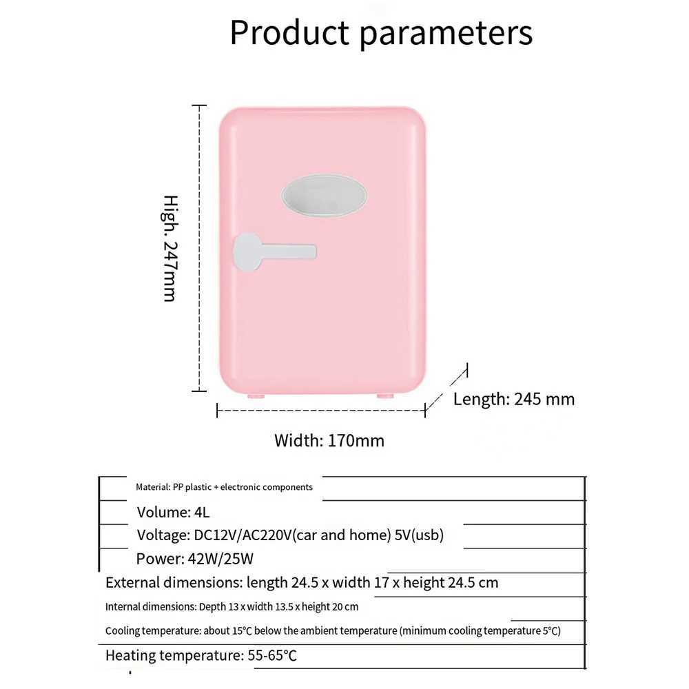 냉동고 4L 미니 USB 냉매 휴대용 냉각기 소형 냉매 단일 도어 작은 냉동 피부 화장품 동결 y24040753f0
