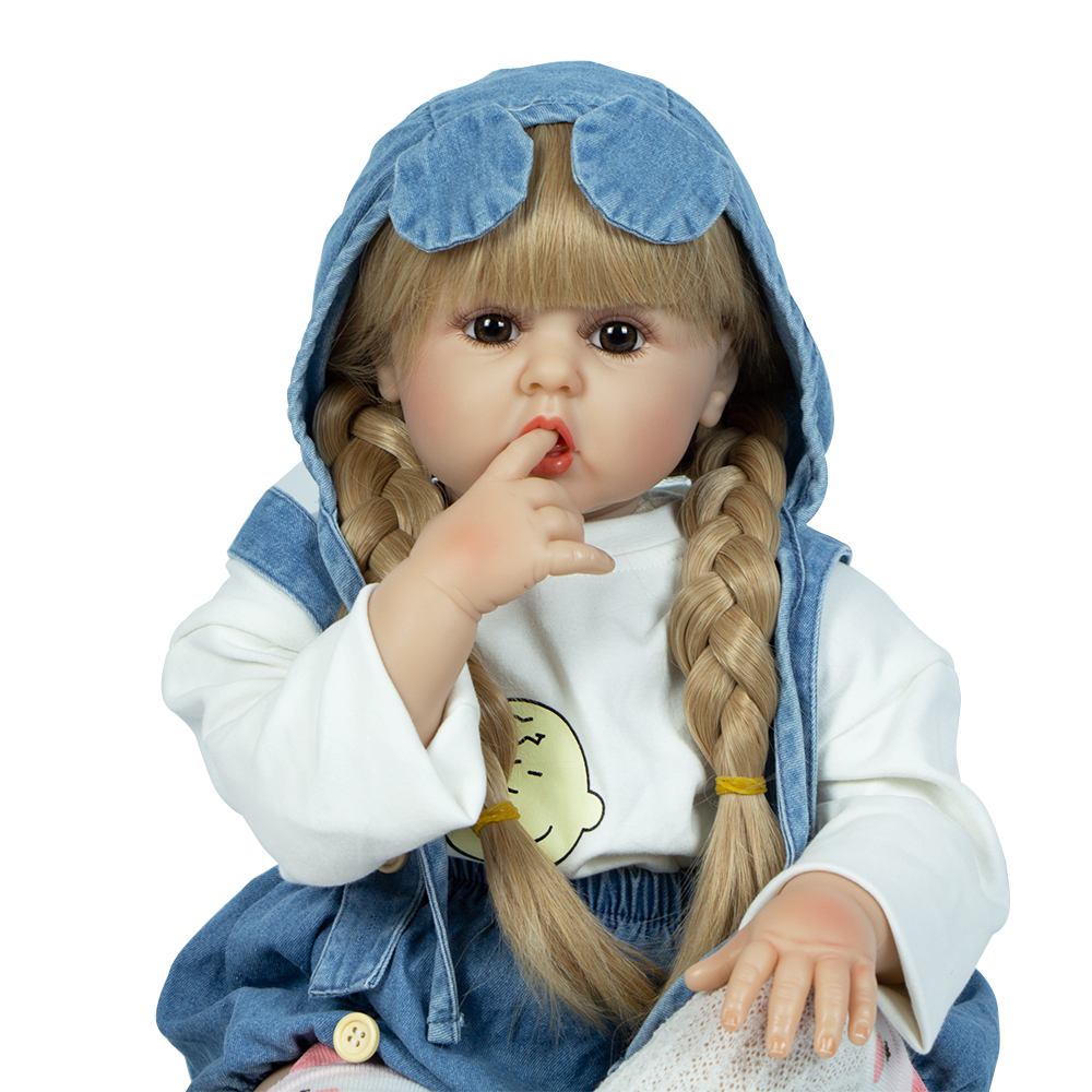 Keimeri 24 Zoll wiedergeborene Puppen 60 cm Stoff Körper Realistische Mädchen Babypuppe zum Verkauf Denim Anzug Doll Kid Geburtstag Weihnachtsgeschenke