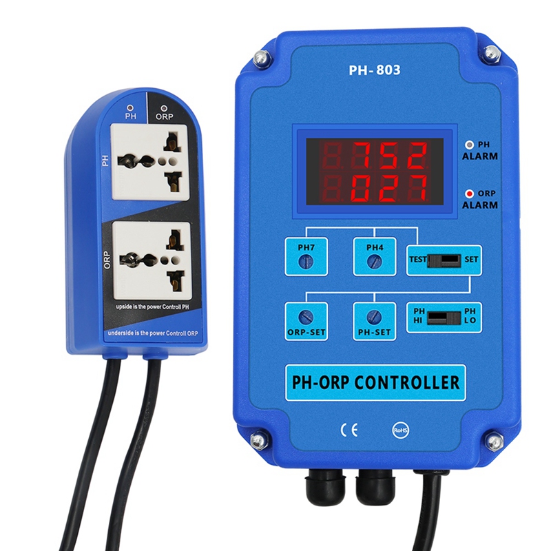 Akvaryum Hidroponikler için Dijital 2'si ORP PH Metre Havuz Su Test Cihazı PH-ORP Kontrolörü, Çıktı Gücü Rölesi ile Tesis Havuz Spa