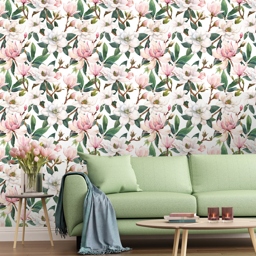 Waterpaper floreale vintage Waterpaper Watercolor Magnolia Flower Adesivo Paperino da parete preparato arredamento camera da letto dell'armadio
